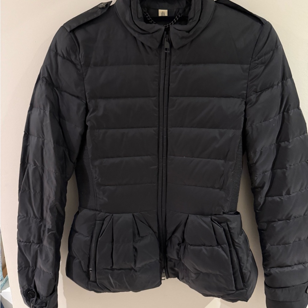 Burberry Black Peplum Puffer Jacket